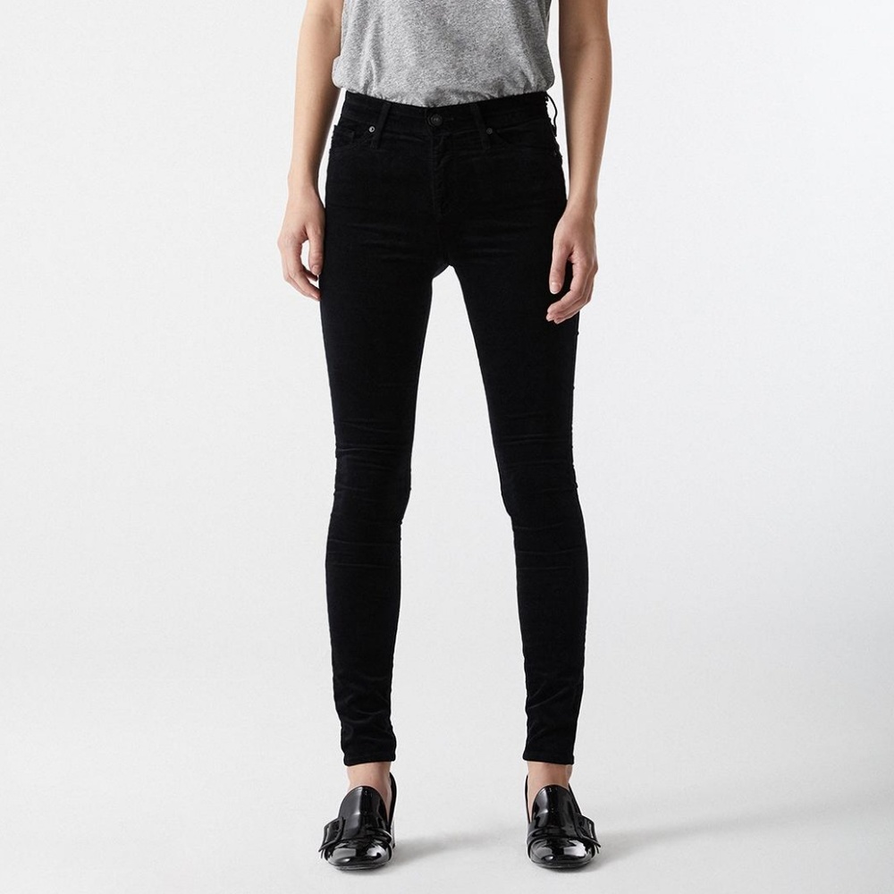 [NWT] AG The Farrah High Rise Black Velvet Skinny